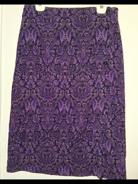 Christopher & Banks Purple Floral Damask Pencil Skirt with Side Buttons